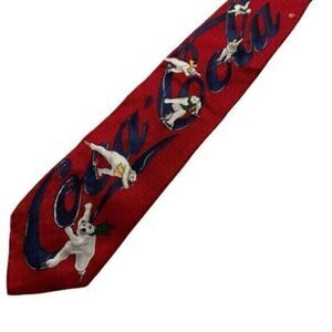 EUC - Coca Cola Men’s Red Tie Polar Bears 100% Silk